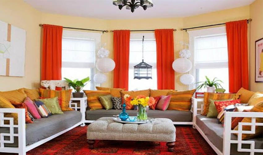 Colorful Curtains On The Walls
